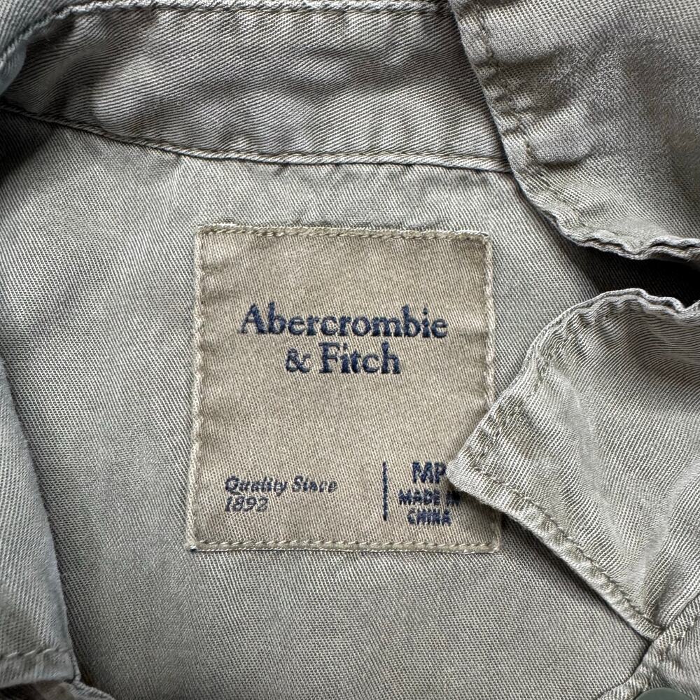 ABERCROMBIE & FITCH Army Green Utility Belted Mini Shirt Dress Sz Medium Petite - Picture 6 of 10